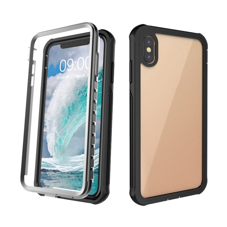 For iPhone XS Max Waterproof Dustproof Shockproof Transparent Acrylic Protective Case(Black)