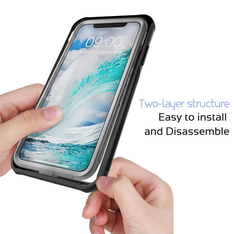 For iPhone XS Max Waterproof Dustproof Shockproof Transparent Acrylic Protective Case(Black)