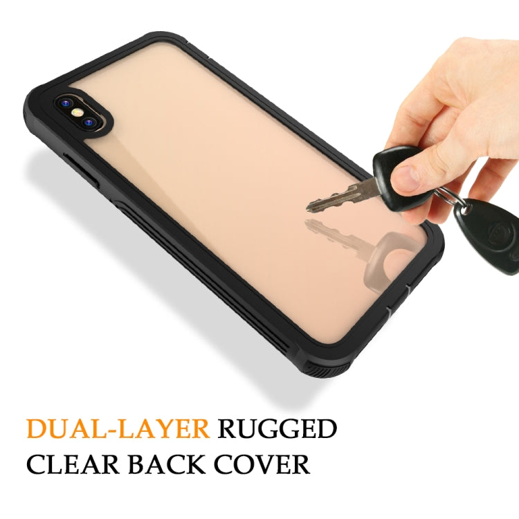For iPhone XS Max Waterproof Dustproof Shockproof Transparent Acrylic Protective Case(Black)