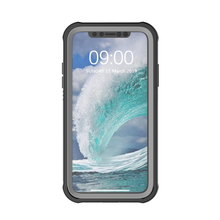 For iPhone XR Waterproof Dustproof Shockproof Transparent Acrylic Protective Case(Black)