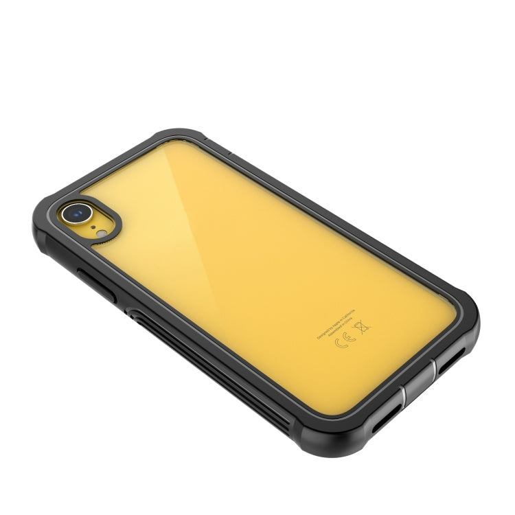 For iPhone XR Waterproof Dustproof Shockproof Transparent Acrylic Protective Case(Black)