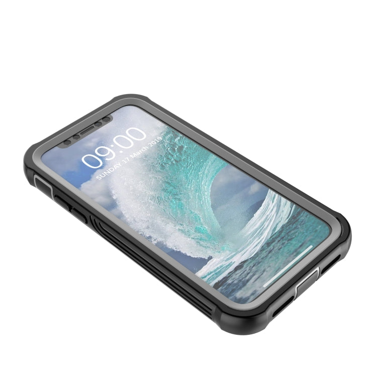 For iPhone XR Waterproof Dustproof Shockproof Transparent Acrylic Protective Case(Black)