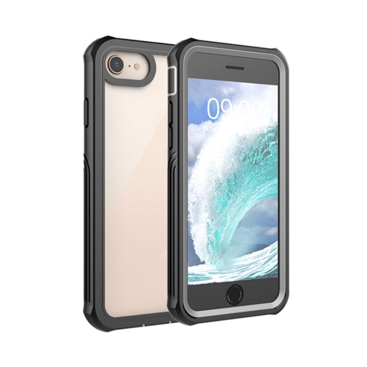 For iPhone SE 2022 / SE 2020 / 8 / 7 Waterproof Dustproof Shockproof Transparent Acrylic Protective Case(Black)