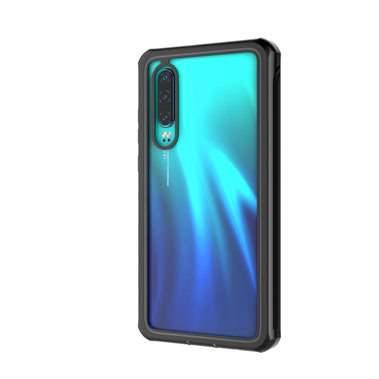 For Huawei P30 Life Waterproof Dustproof Shockproof Transparent Acrylic Case(Black)