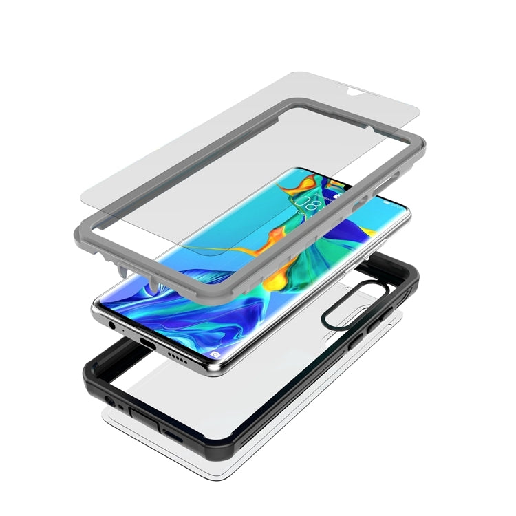 For Huawei P30 Life Waterproof Dustproof Shockproof Transparent Acrylic Case(Black)