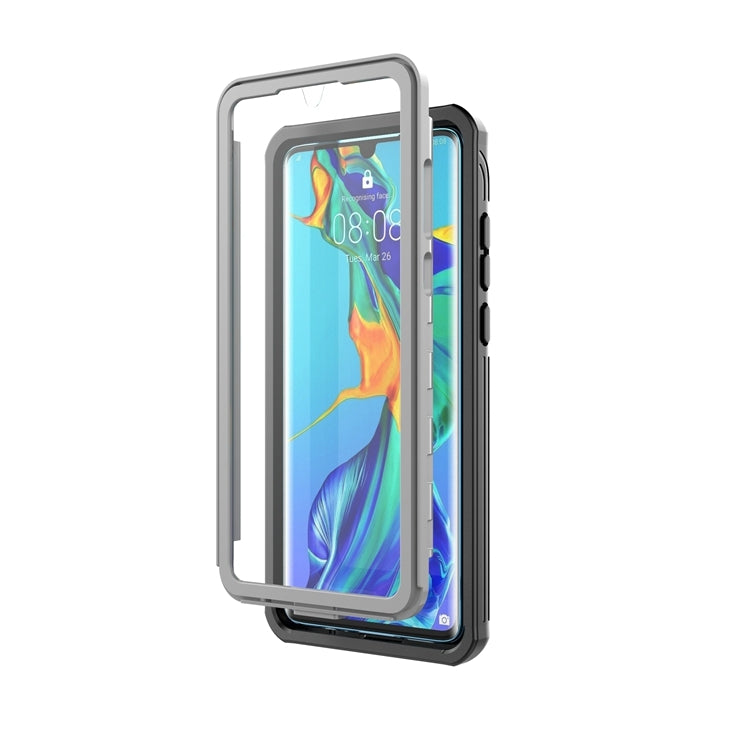 For Huawei P30 Life Waterproof Dustproof Shockproof Transparent Acrylic Case(Black)