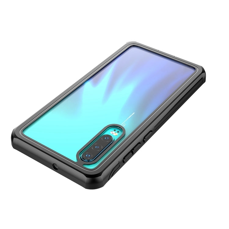 For Huawei P30 Life Waterproof Dustproof Shockproof Transparent Acrylic Case(Black)