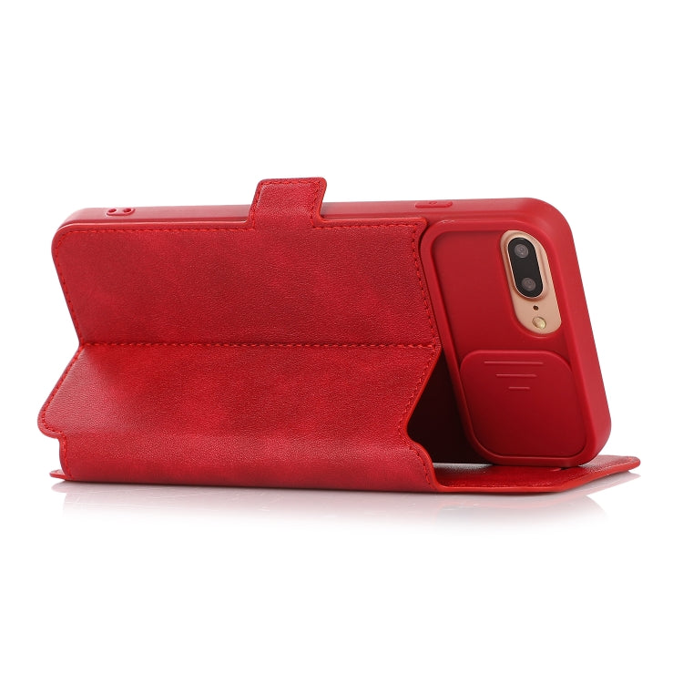 Push Window Double Buckle PU + Silicone Horizontal Flip Leather Case with Holder & Card Slot For iPhone 8 Plus & 7 Plus