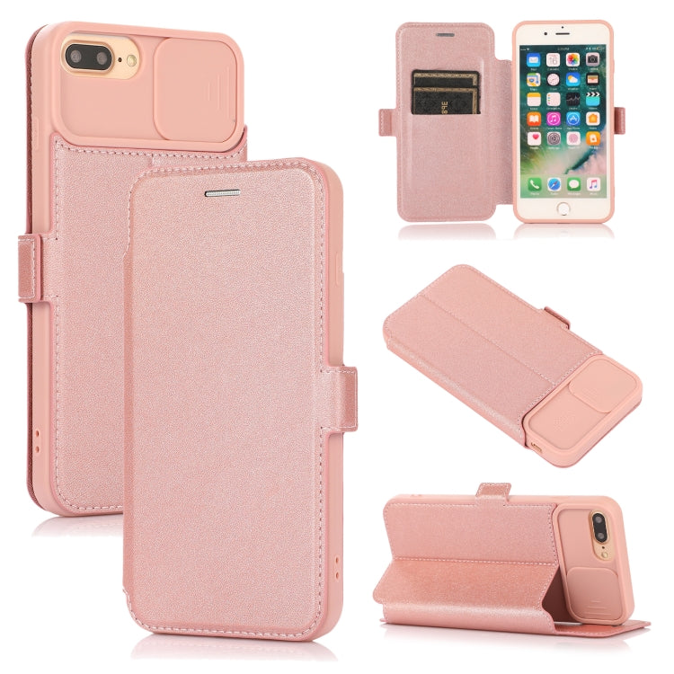 Push Window Double Buckle PU + Silicone Horizontal Flip Leather Case with Holder & Card Slot For iPhone 8 Plus & 7 Plus