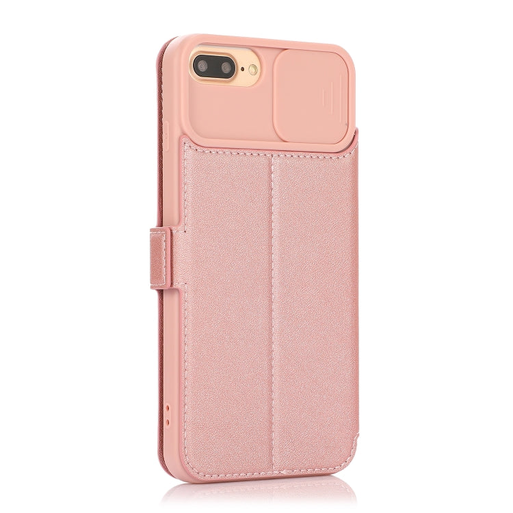 Push Window Double Buckle PU + Silicone Horizontal Flip Leather Case with Holder & Card Slot For iPhone 8 Plus & 7 Plus