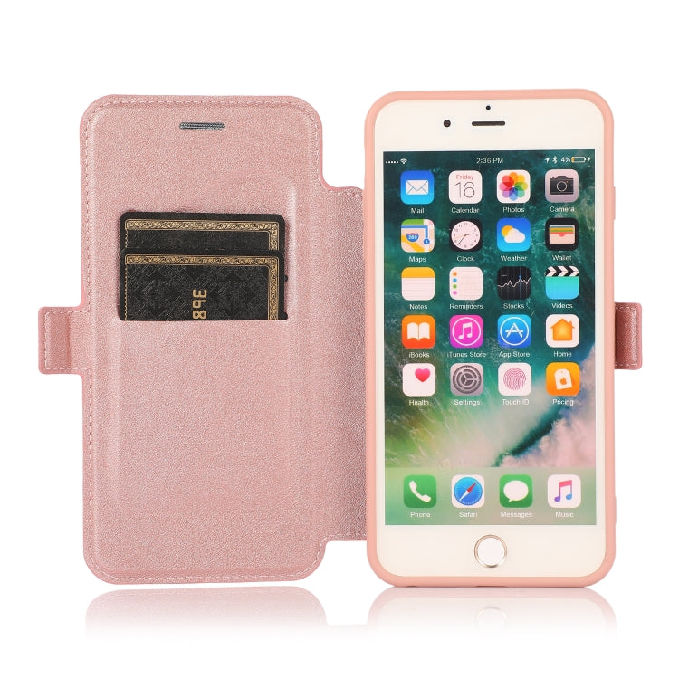 Push Window Double Buckle PU + Silicone Horizontal Flip Leather Case with Holder & Card Slot For iPhone 8 Plus & 7 Plus