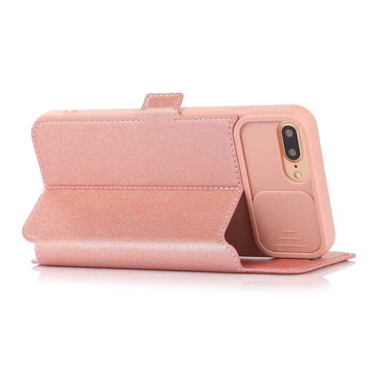 Push Window Double Buckle PU + Silicone Horizontal Flip Leather Case with Holder & Card Slot For iPhone 8 Plus & 7 Plus