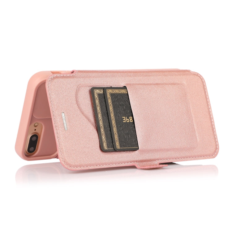 Push Window Double Buckle PU + Silicone Horizontal Flip Leather Case with Holder & Card Slot For iPhone 8 Plus & 7 Plus