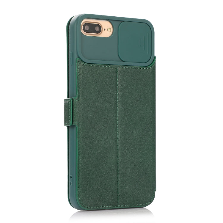 Push Window Double Buckle PU + Silicone Horizontal Flip Leather Case with Holder & Card Slot For iPhone 8 Plus & 7 Plus