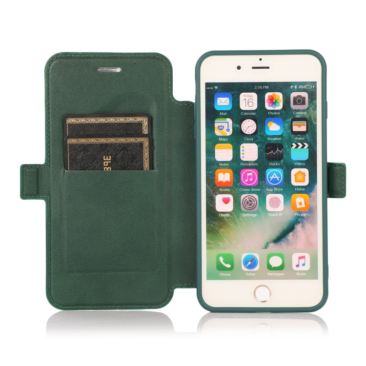 Push Window Double Buckle PU + Silicone Horizontal Flip Leather Case with Holder & Card Slot For iPhone 8 Plus & 7 Plus