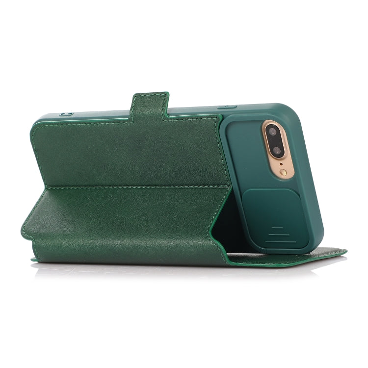Push Window Double Buckle PU + Silicone Horizontal Flip Leather Case with Holder & Card Slot For iPhone 8 Plus & 7 Plus