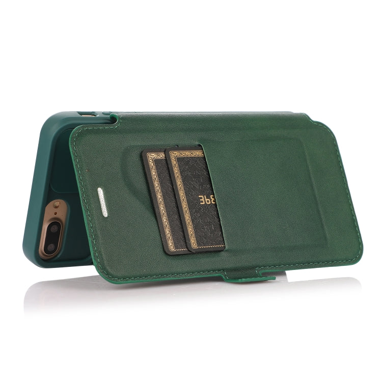 Push Window Double Buckle PU + Silicone Horizontal Flip Leather Case with Holder & Card Slot For iPhone 8 Plus & 7 Plus