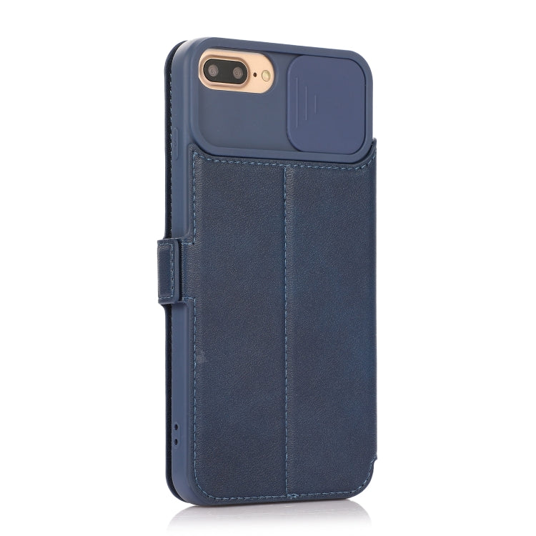 Push Window Double Buckle PU + Silicone Horizontal Flip Leather Case with Holder & Card Slot For iPhone 8 Plus & 7 Plus