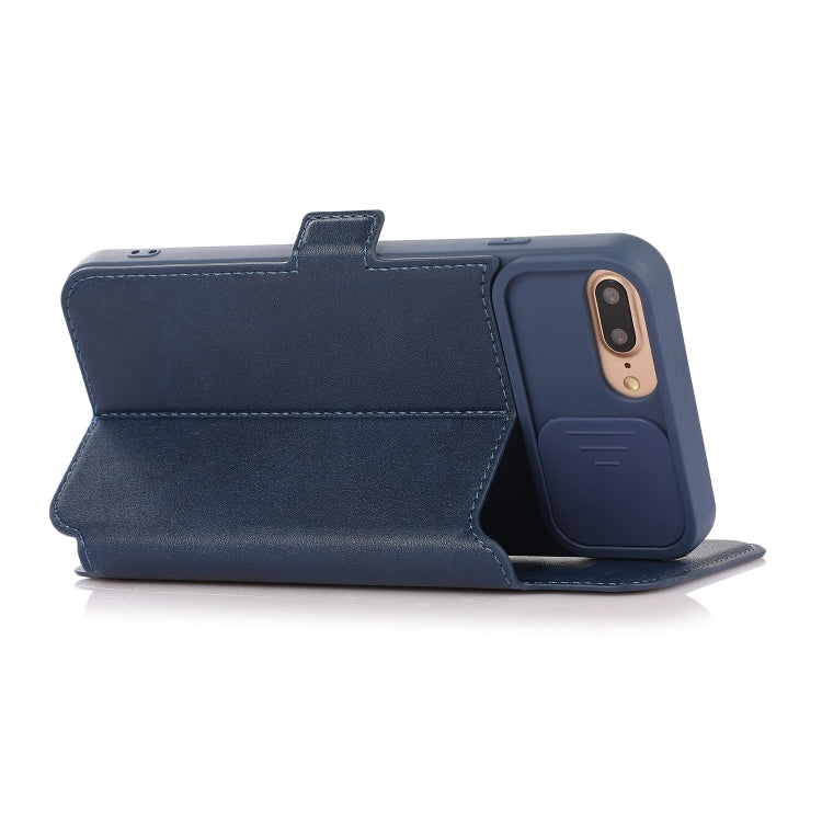 Push Window Double Buckle PU + Silicone Horizontal Flip Leather Case with Holder & Card Slot For iPhone 8 Plus & 7 Plus