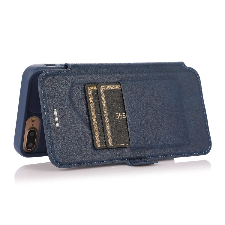Push Window Double Buckle PU + Silicone Horizontal Flip Leather Case with Holder & Card Slot For iPhone 8 Plus & 7 Plus