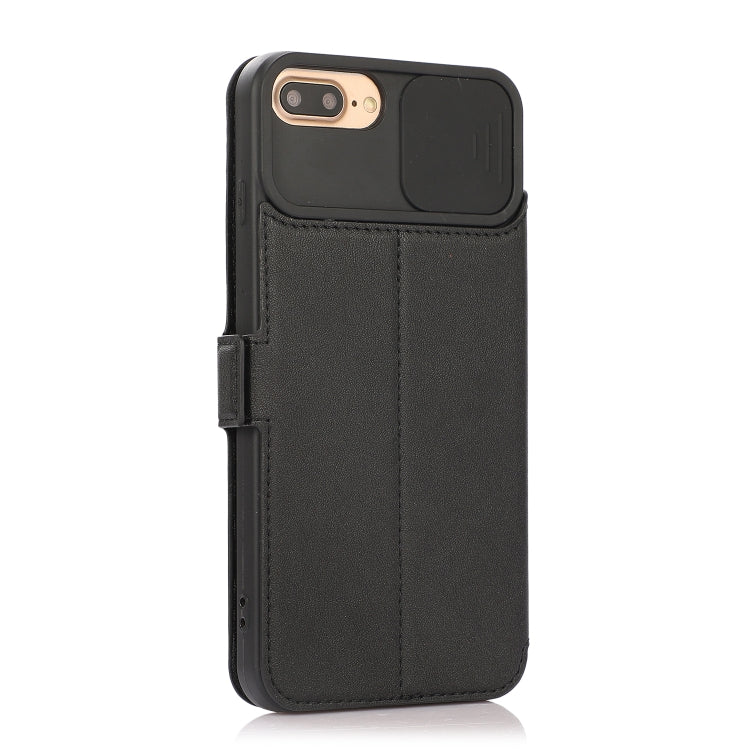 Push Window Double Buckle PU + Silicone Horizontal Flip Leather Case with Holder & Card Slot For iPhone 8 Plus & 7 Plus