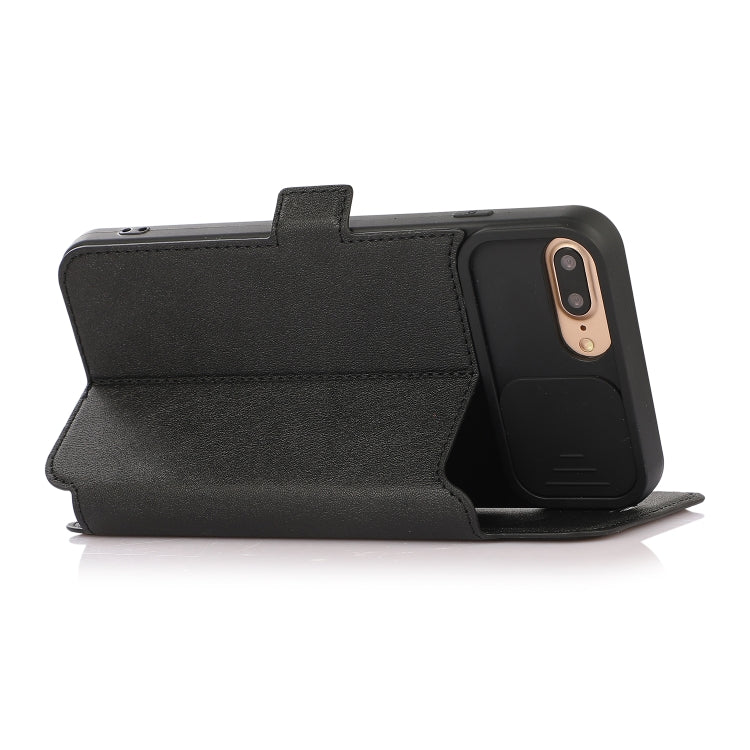 Push Window Double Buckle PU + Silicone Horizontal Flip Leather Case with Holder & Card Slot For iPhone 8 Plus & 7 Plus