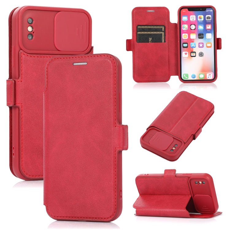 For iPhone X / XS Push Window Double Buckle PU + Silicone Horizontal Flip Leather Case with Holder & Card Slot