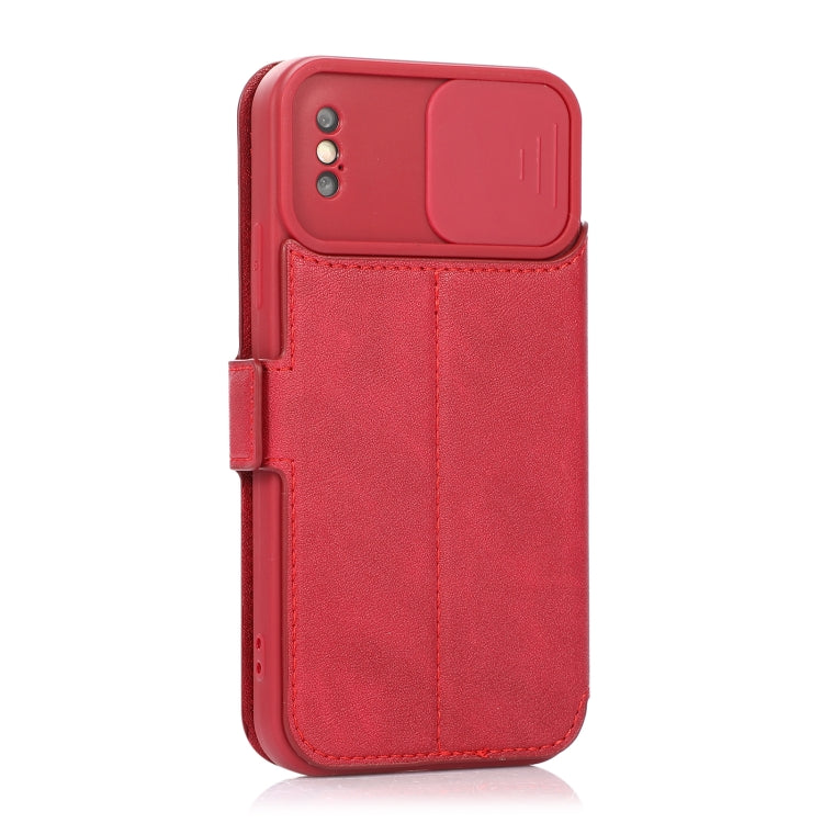 For iPhone X / XS Push Window Double Buckle PU + Silicone Horizontal Flip Leather Case with Holder & Card Slot