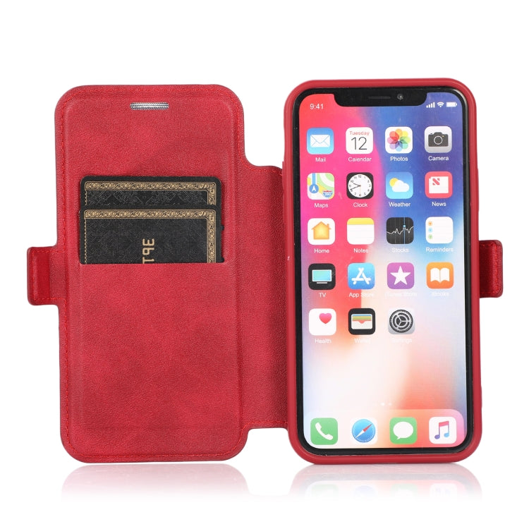 For iPhone X / XS Push Window Double Buckle PU + Silicone Horizontal Flip Leather Case with Holder & Card Slot