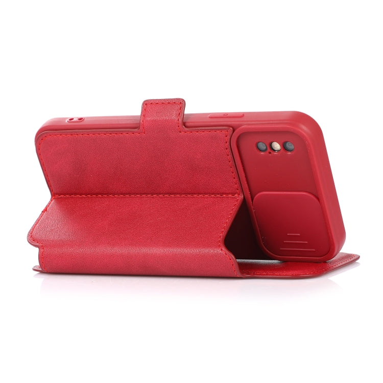 For iPhone X / XS Push Window Double Buckle PU + Silicone Horizontal Flip Leather Case with Holder & Card Slot