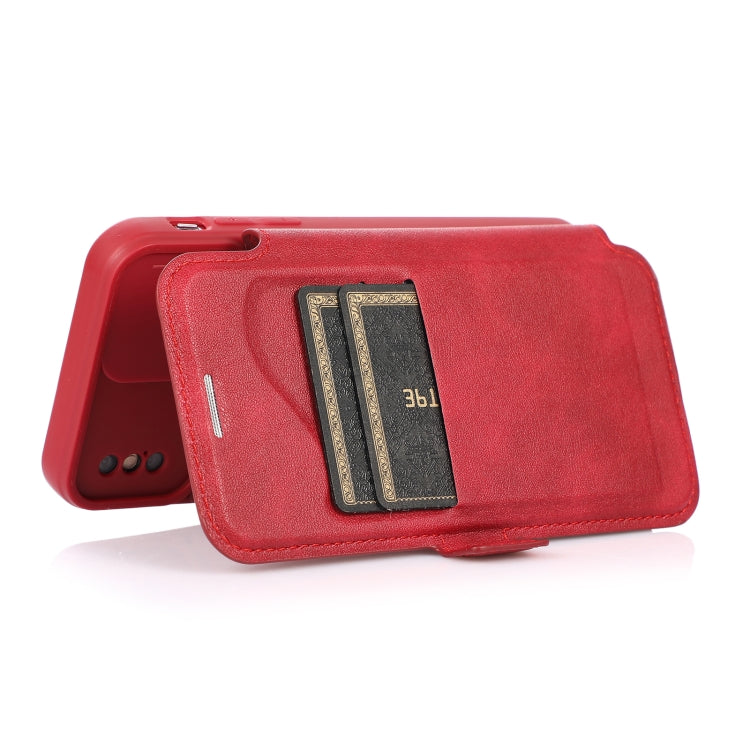 For iPhone X / XS Push Window Double Buckle PU + Silicone Horizontal Flip Leather Case with Holder & Card Slot