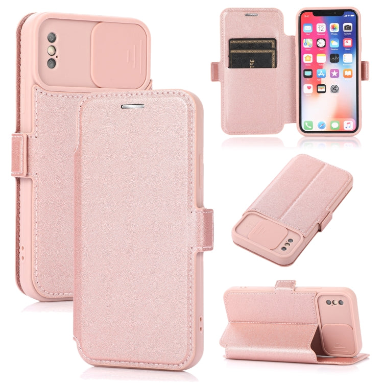 For iPhone X / XS Push Window Double Buckle PU + Silicone Horizontal Flip Leather Case with Holder & Card Slot