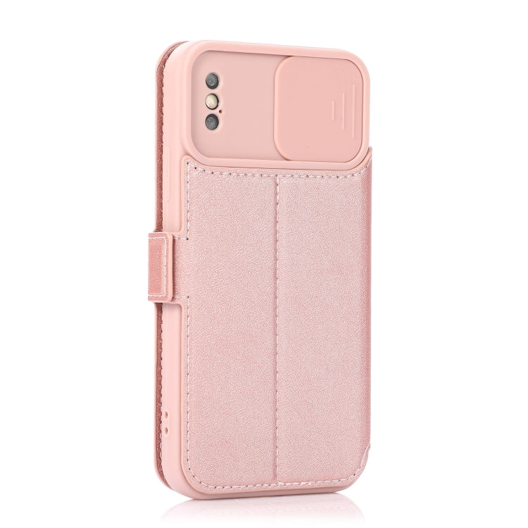 For iPhone X / XS Push Window Double Buckle PU + Silicone Horizontal Flip Leather Case with Holder & Card Slot