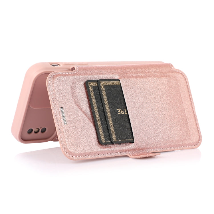 For iPhone X / XS Push Window Double Buckle PU + Silicone Horizontal Flip Leather Case with Holder & Card Slot