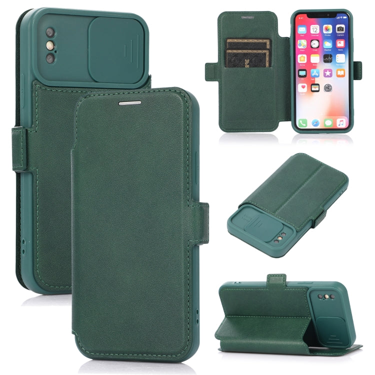 For iPhone X / XS Push Window Double Buckle PU + Silicone Horizontal Flip Leather Case with Holder & Card Slot