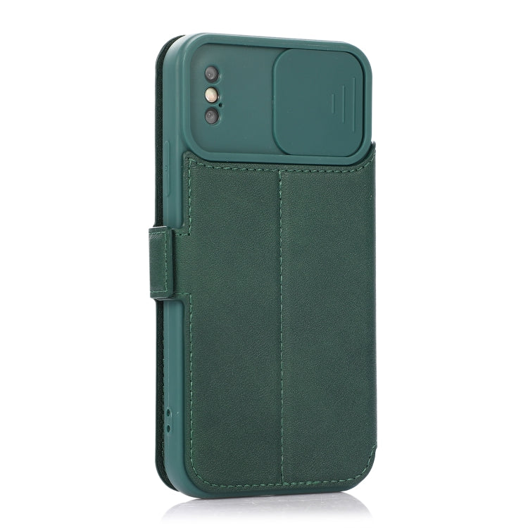 For iPhone X / XS Push Window Double Buckle PU + Silicone Horizontal Flip Leather Case with Holder & Card Slot