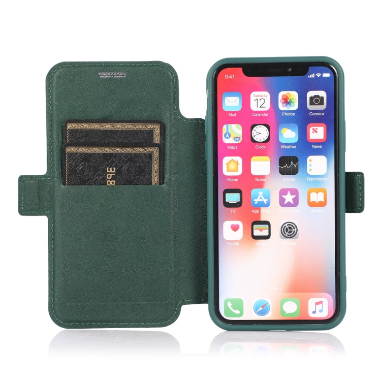 For iPhone X / XS Push Window Double Buckle PU + Silicone Horizontal Flip Leather Case with Holder & Card Slot