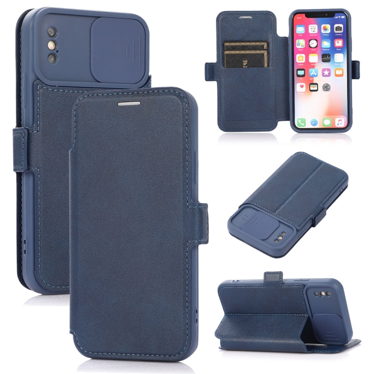 For iPhone X / XS Push Window Double Buckle PU + Silicone Horizontal Flip Leather Case with Holder & Card Slot