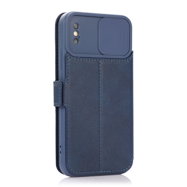 For iPhone X / XS Push Window Double Buckle PU + Silicone Horizontal Flip Leather Case with Holder & Card Slot