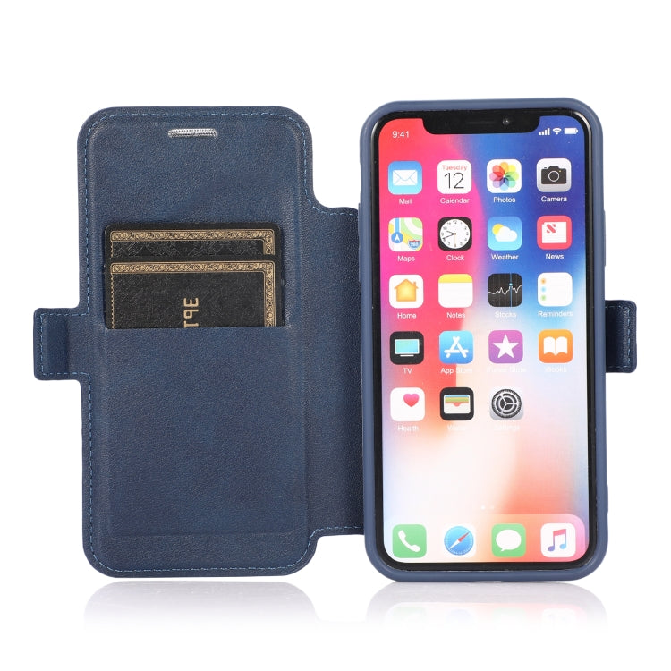 For iPhone X / XS Push Window Double Buckle PU + Silicone Horizontal Flip Leather Case with Holder & Card Slot