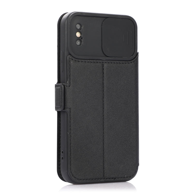 For iPhone X / XS Push Window Double Buckle PU + Silicone Horizontal Flip Leather Case with Holder & Card Slot