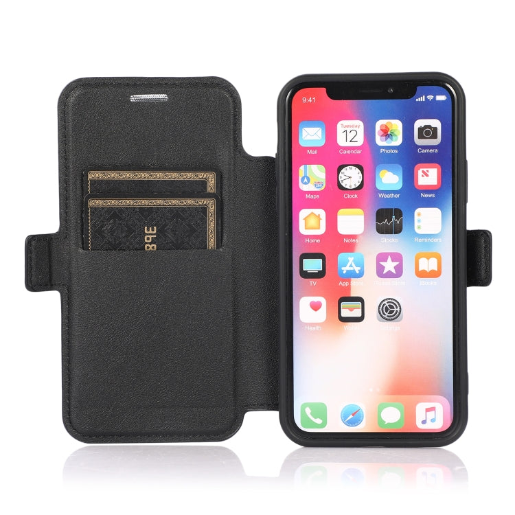 For iPhone X / XS Push Window Double Buckle PU + Silicone Horizontal Flip Leather Case with Holder & Card Slot