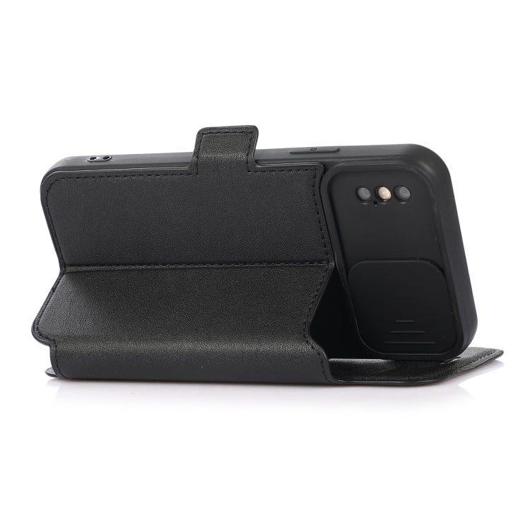 For iPhone X / XS Push Window Double Buckle PU + Silicone Horizontal Flip Leather Case with Holder & Card Slot