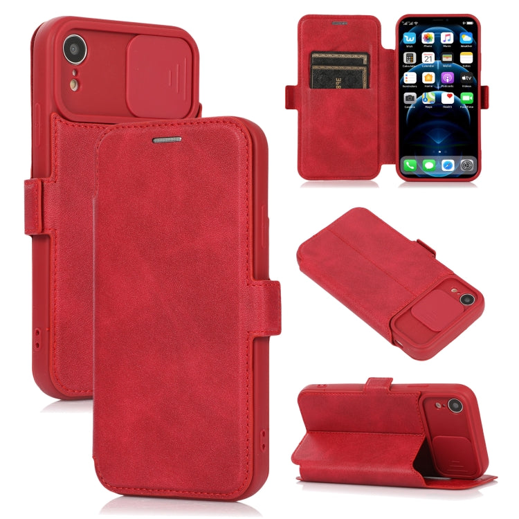 For iPhone XR Push Window Double Buckle PU + Silicone Horizontal Flip Leather Case with Holder & Card Slot