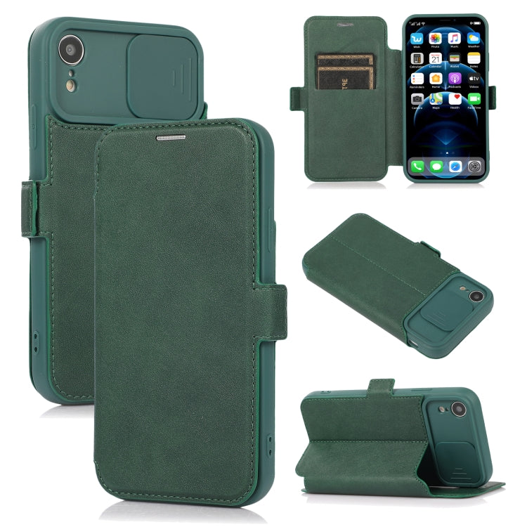 For iPhone XR Push Window Double Buckle PU + Silicone Horizontal Flip Leather Case with Holder & Card Slot