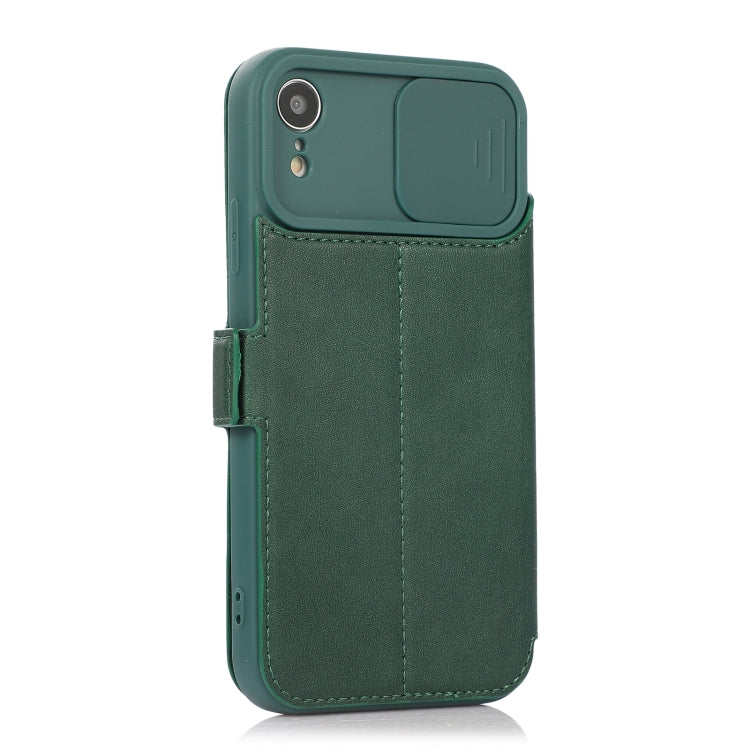 For iPhone XR Push Window Double Buckle PU + Silicone Horizontal Flip Leather Case with Holder & Card Slot