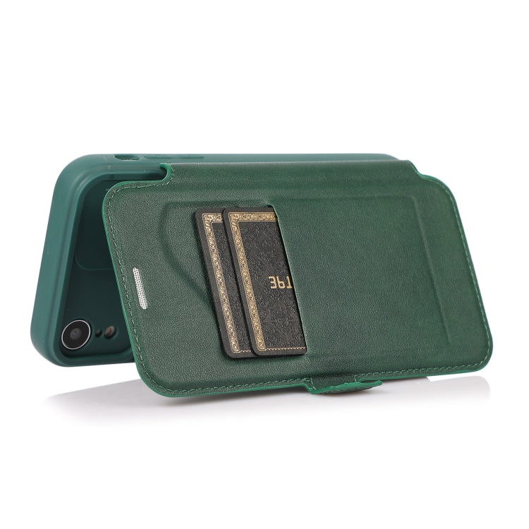 For iPhone XR Push Window Double Buckle PU + Silicone Horizontal Flip Leather Case with Holder & Card Slot
