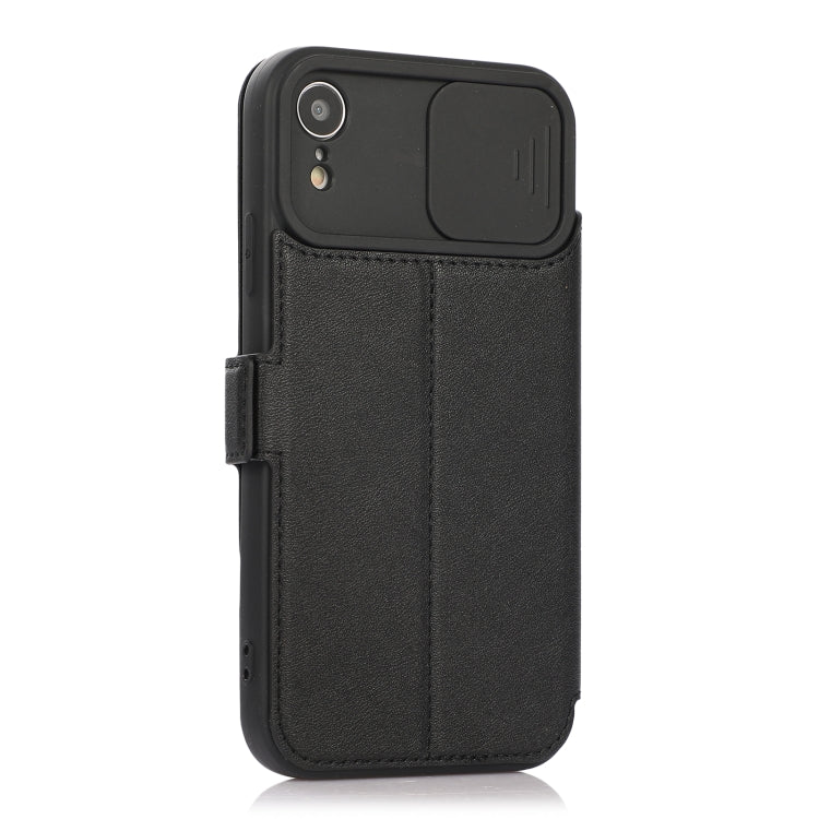 For iPhone XR Push Window Double Buckle PU + Silicone Horizontal Flip Leather Case with Holder & Card Slot