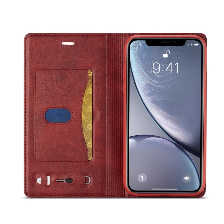 For iPhone XR LC.IMEEKE LC-001 Series PU + TPU Color Matching Frosted Horizontal Flip Leather Case with Holder & Card Slot
