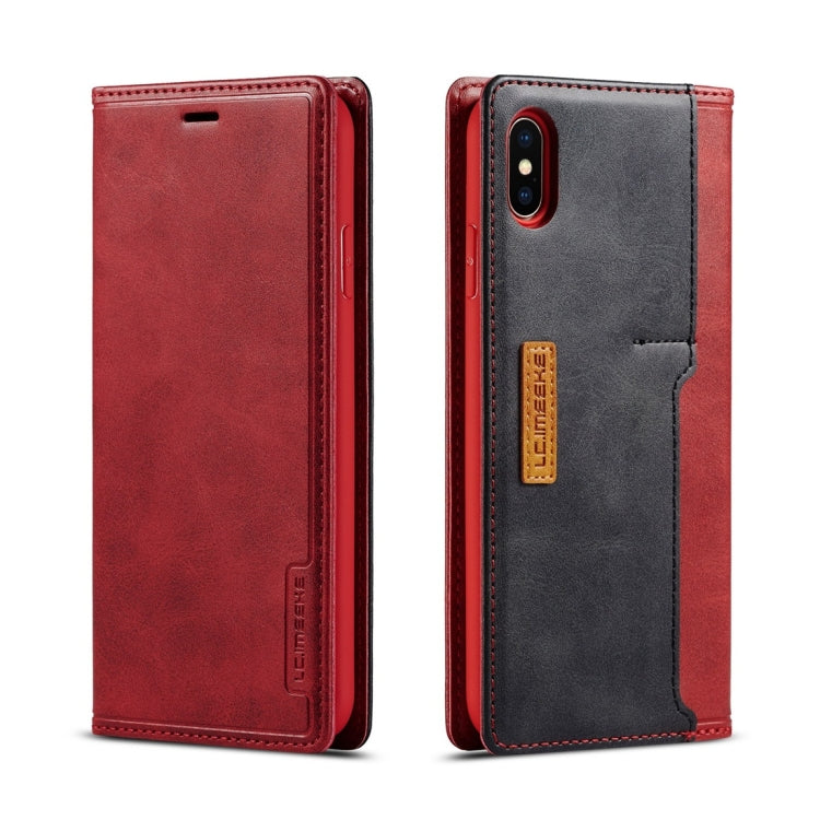 For iPhone X / XS LC.IMEEKE LC-001 Series PU + TPU Color Matching Frosted Horizontal Flip Leather Case with Holder & Card Slot
